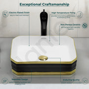 Plantex Table Top Wash Basin For Bathroom/Designer Ceramic Basin/Countertop Vessel Sink Basin - Indo-European Collection (18 x 13 x 5 Inch)