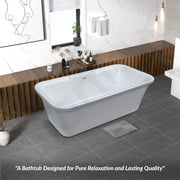 Plantex Freestanding Bathtub For Bathroom/Bath tub for Adults/Deep Soaker Bathtub with Overflow, Popup and Drain Pipe (BSM-219-White-1700mm)