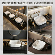 Plantex Platinum Ceramic Wash Basin/Basin for Bathroom/Tabletop Wash Basin/ Bathroom Basin (White, 16 x 16 x 5 Inch)