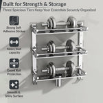 Plantex 3 Tier Bathroom Organizer/Stainless Steel Bathroom Accessories Set with Soap Dish and Brush Slots/Hooks/Tumbler Holder