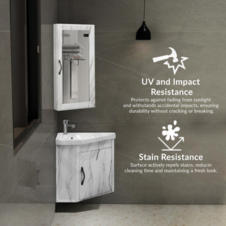 Plantex Unbrekable Wall Mount Vanity Cabinet with Washbasin and Mirror/Corner Basin with Cabinet for Bathroom - (484, White)