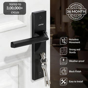 Plantex Heavy-Duty Door Lock Set - Main Door Lock Handle Set/ 6-Lever Lock Mechanism with 3 Years of Warranty/Mortise Lock with 3 Keys, Brass Lockbody (Z-Black)