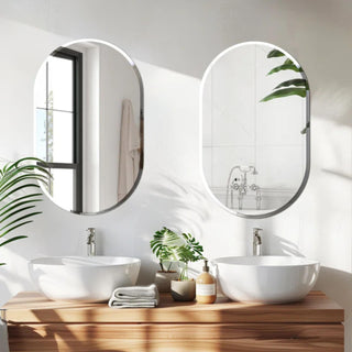 Plantex Frameless Capsule Mirror for Wall/Mirror with Beveled Smooth Edges/Mirror for Bathroom/Dressing Room/Living Room/Bedroom/Entryway - (18x12 Inch)