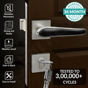 Plantex Main Door Lock/Mortise Lock for Doors - Robust Door Handle for Home with Brass Locks Body & Cylinder (PT-014, Satin & Black)