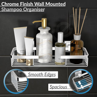 Plantex Bathroom Shelf for Wall/304 Grade Stainless Steel Multi-Purpose Shelf/Spice Rack for Kitchen/Wall Mount Storage Rack/Bathroom Accessories-Pack of 1 (2111, Chrome)