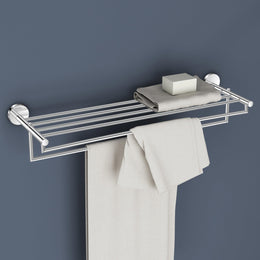 Plantex 304 Grade Stainless Steel 24 inch Folding Towel Rack for Bathroom/Towel Stand/Hanger/Towel Bar/Bathroom Accessories - Oreo (Chrome)