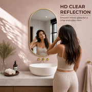Plantex Aluminium Frame Mirror for Bathroom/Wall Mount Capsule Mirror for Bedroom/Dressing Room/Living Room/Entryway - (Gold, 22x36 Inch)
