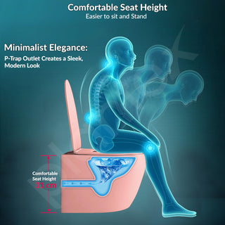 Plantex Ceramic Wall Hung Commode for Toilet/Rimless Washdown Flush Western Commode/Imported Commode with Soft Closing Toilet Seat - P Trap (Round, Matt Pink)