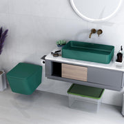 Plantex Ceramic Rimless Wall Hung Western Commode with Rectangular Ceramic Washbasin Combo/P Trap Commode for toilet/Tabletop Wash Basin for Bathroom (Aqua Green)
