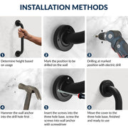 Plantex 24 Inch Stainless Steel Grab Bar for Toilet/Safety Support for Senior Citizens/Secure Bathroom Handrail/Bathroom Accessories (Black)