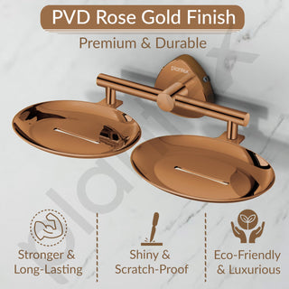 Plantex J4 Stainless Steel Double Soap Dish for Bathroom/Soap Holder for Bathroom/Wall Mounted Soap Holder/Bathroom Accessories (PVD Rose Gold Finish) Angel