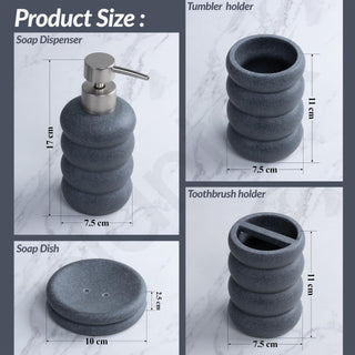 Plantex Resin Bathroom Accessories Set/Soap Holder for Bathroom/Toothbrush Holder/Tumbler Holder/LiquidsSoap Dispenser - 4 Piece(Grey, XY-PS-001)
