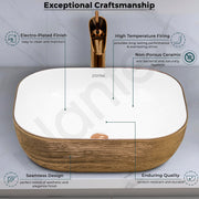 Plantex Ceramic Table Top Wash Basin/Basin for Bathroom/Washbasin/Bathroom Sink - Indo European Collection (19.7 x 15 x 5.5 Inch)