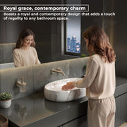 Plantex Basin for Bathroom/Ceramic Table Top Wash Basin/Over Counter Washbasin for Restaurant/Hotel (CRETA-NS-203-Marble Finis, 23 x 15 x 5.5 Inch)
