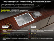 Plantex Heavy Duty Stainless Steel Kitchen Sink/Heavy-Duty Sink for Kitchen with 25 Years Warranty by Plantex/Single bowl Sink Square Coupling, Hose Pipes and Drain Rack (Matt-24 x 18 x 9 Inches)