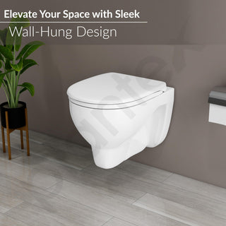 Plantex Wall Hung Commode/Rim Ceramic Western Toilet/Washdown Commode for Toile with Soft Closing Toilet Seat - P Trap Outlet - (White)