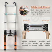 Plantex 14.5 feet (4.4m) Telescopic Ladder/Durable Steps/Collapsible Ladder for Home or Outdoor Work/Aluminium Telescopic Ladder - (Orange)