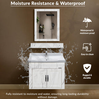 Plantex Unbrekable Bathroom Vanity Cabinet & Washbasin Set/Washbasin with Cabinet/Basin Cabinet for Bathroom with Mirror (White)