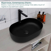 Plantex Ceramic Basin/Rectangle Tabletop Wash Basin for Bathroom/Washbasin Sink for Home/Office/Restaurant (Black Matt - 21 x 14 x 6 Inch)