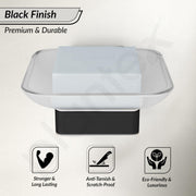 Plantex Stainless Steel Glass Soap Dish for Bathroom/Soap Holder/Soap Case/Soap Stand for Kitchen/Bathroom Accessories - Aqua (Black)