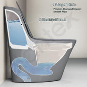 Plantex Imported Ceramic Commode/Rim Siphonic Vaccum Jet Flush Western Commode/One Piece Western Toilet with Soft Close Toilet Seat - S Trap (Glossy Grey)