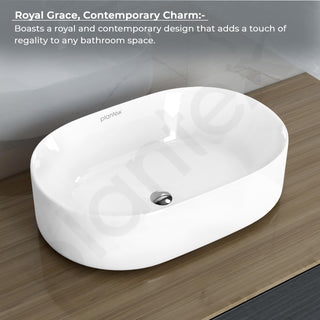 Plantex TableTop Wash Basin for Bathroom/Ceramic Basin with 10 Years Glaze Warranty by Plantex/Washbasin for Home/Hotel/Restaurant (Glossy White - 19 x 13 x 5.5 Inch)