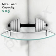 Plantex Premium Frosted Glass Corner/Shelf for Bathroom/Wall Shelf/Storage Shelf - (12x12 in,Chrome-Pack of 3)