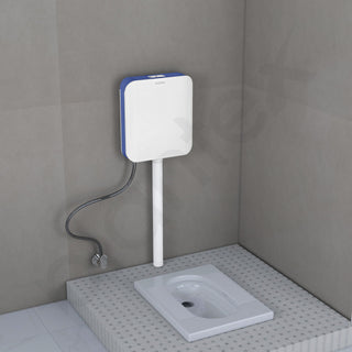 Plantex Commode Flush Tank for Toilet with 7 LTR Water Capacity/Dual Tone and Slim Polypropylene Flush Tank with Internal Accessories - Pack of 1 (Blue & White)