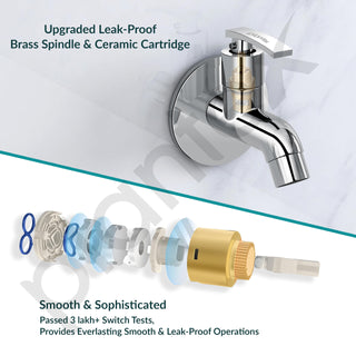 Plantex Pure Brass COL-1001 Water Tap for Bathroom with Water-Saving Technology Taps with Wall Mount Bib Tap/Basin Tap for Home- 7 Year Warranty (Chrome Finish)