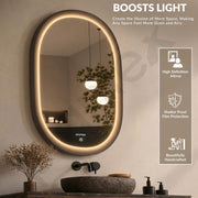 Plantex Resin Frame LED Bathroom Mirror/Designer Mirror for Living Room/Bathroom Mirror with LED Light/Dressing Room - Capsule Shape (Black, 32 x 24 Inch)
