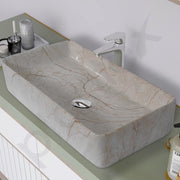 Plantex Tabletop Wash Basin/Bathroom Sink/Wash Basin Over Counter/Designer Ceramic Wash Basin for Bathroom (Marble Finish, 24 x 13 x 5 Inch)