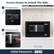 Plantex 13 Ltr. Safe Locker For Home/Digital Locker/Electronic Safety Locker with Master & User Dual Code Access with Emergency Key/2 Years Warranty By Plantex (Black)