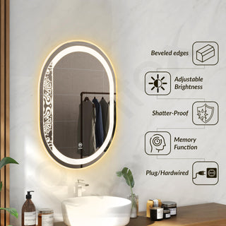 Plantex LED Bathroom Mirror with 3 Tone/Designer Mirror for Living Room/Bedroom/Dressing Room - Capsule Shape (HM-002, 18 X 24 Inch)