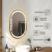 Plantex LED Bathroom Mirror with 3 Tone/Designer Mirror for Living Room/Bedroom/Dressing Room - Capsule Shape (HM-002, 18 X 24 Inch)