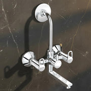 Plantex Pure Brass 2-in-1 Wall Mixer with Brass Wall Flange & Teflon Tape/Mixer Tap for Bathroom with Overhead Shower Provision and Long Bend Pipe/Bathroom Tap/Taps for Bathroom-(Flip, Chrome)