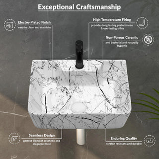 Plantex Wall Mounted Wash Basin for Bathroom/Designer Ceramic Washbasin/Rectangle Small Basin for Handwash/Home/Office (16 x 12 x 4.5 Inch)
