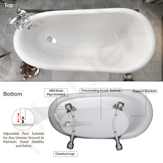 Plantex Freestanding Bathtub For Bathroom/Bath tub for Adults/Deep Soaker Bathtub with Overflow,Popup and Drain Pipe (BSM-404-White-1700mm)