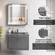 Plantex Wall Mount Vanity Cabinet with Washbasin and Mirror/Rectangular Basin with Cabinet for Bathroom - (Cryston-800, Grey)