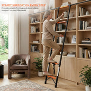 Plantex 2.3m (7.55 ft.) Telescopic Ladder/Carbon Steel 6-Steps Portable & Compact Ladder/Foldable Multipurpose Collapsible Ladder for Home & Outdoor Use - (Orange)