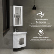 Plantex Unbreakable Wall Mount Vanity Cabinet with Washbasin and Mirror/Corner Basin with Cabinet for Bathroom - (406, White)