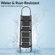 Plantex Hercules Pro 6-Step Foldable Ladder for Home with 200 kg Load Capacity/Heavy-Duty GI Steel Ladder/Anti-Slip Wide Step/Strong, Stable & Multi-Purpose (Black)