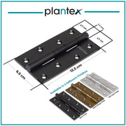 Plantex Heavy Duty Door Hinges 5 inch x 12 Gauge/2.5 mm Thickness Home/Office/Hotel for Main Door/Bedroom/Kitchen/Bathroom/Kabza - Pack of 12 (Black)