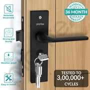 Plantex Heavy-Duty Door Lock Set - Main Door Lock Handle Set/ 6-Lever Lock Mechanism Mortise Lock with 3 Keys, Brass Lock Body & Cylinder (8060 - Z-Black)