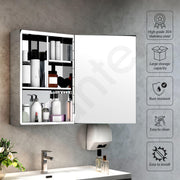 Plantex Premium Bathroom Mirror Cabinet/304 Grade Stainless Steel Mirror Cabinet/Bathroom Shelf for Wall - (14x20 Inch - Chrome)