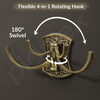 Plantex Zinc Robe Hook for Bathroom/Clothes Hanger for Wall/Kitchen Cloth Hanger/Bathroom Accessories - (Brass Antique)