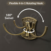 Plantex Zinc Robe Hook for Bathroom/Clothes Hanger for Wall/Kitchen Cloth Hanger/Bathroom Accessories - (Brass Antique)