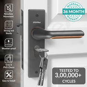 Plantex Heavy-Duty Door Lock Set - Main Door Lock Handle Set/Mortise Lock with 3 Keys, Brass Lock Body & Cylinder (8121 - Grey & PVD Choco)