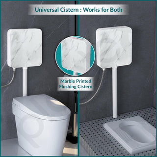 Plantex White Marble Printed Flush Tank for Toilet with 7 LTR Water Capacity/Polypropylene Toilet Flush Tank/Dual Flush Cistern with Air Freshener - Pack of 1