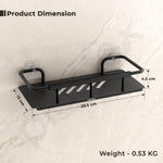 Plantex Self Adhesive Bathroom Shelf/Stainless Steel Bathroom Shelf Rack/Wall Shelf for Bathroom/Bathroom Organiser without Drill/Bathroom Accessories Set- Pack of 1 (12x5 inches, Black)