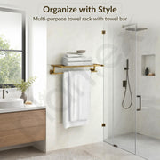 Plantex 304 Grade Stainless Steel Towel Rack/Towel Holder for Bathroom/Towel Hanger/Stand/Bathroom Accessories Set - Squaro (Brass Antique Finish)